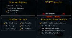 World of Warcraft inventory Botting Settings